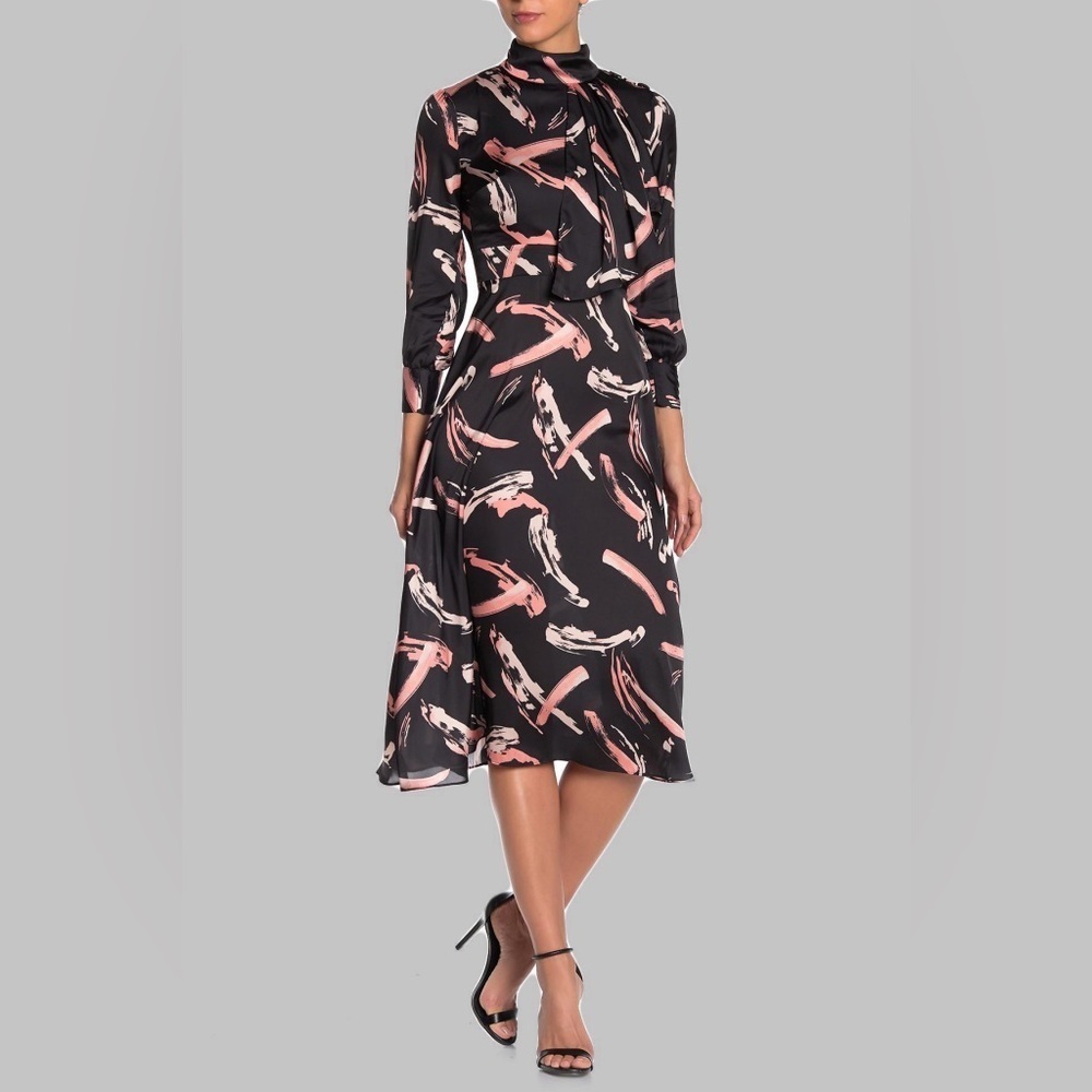 Alexia Admor Black and Pink Long Sleeve Dress Size 4